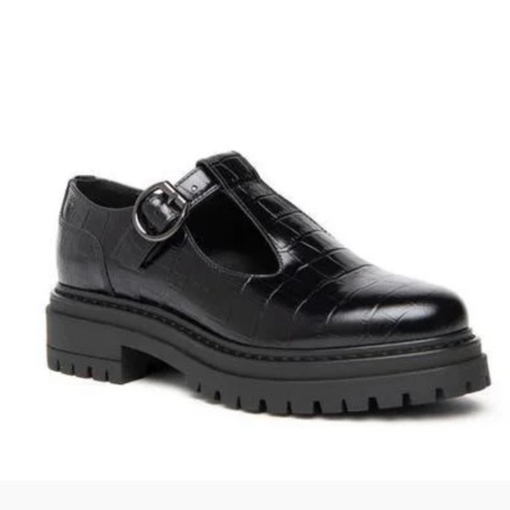 NWT Nero Giardini Croc Embossed Lug Sole Mary Jane - Picture 2 of 4